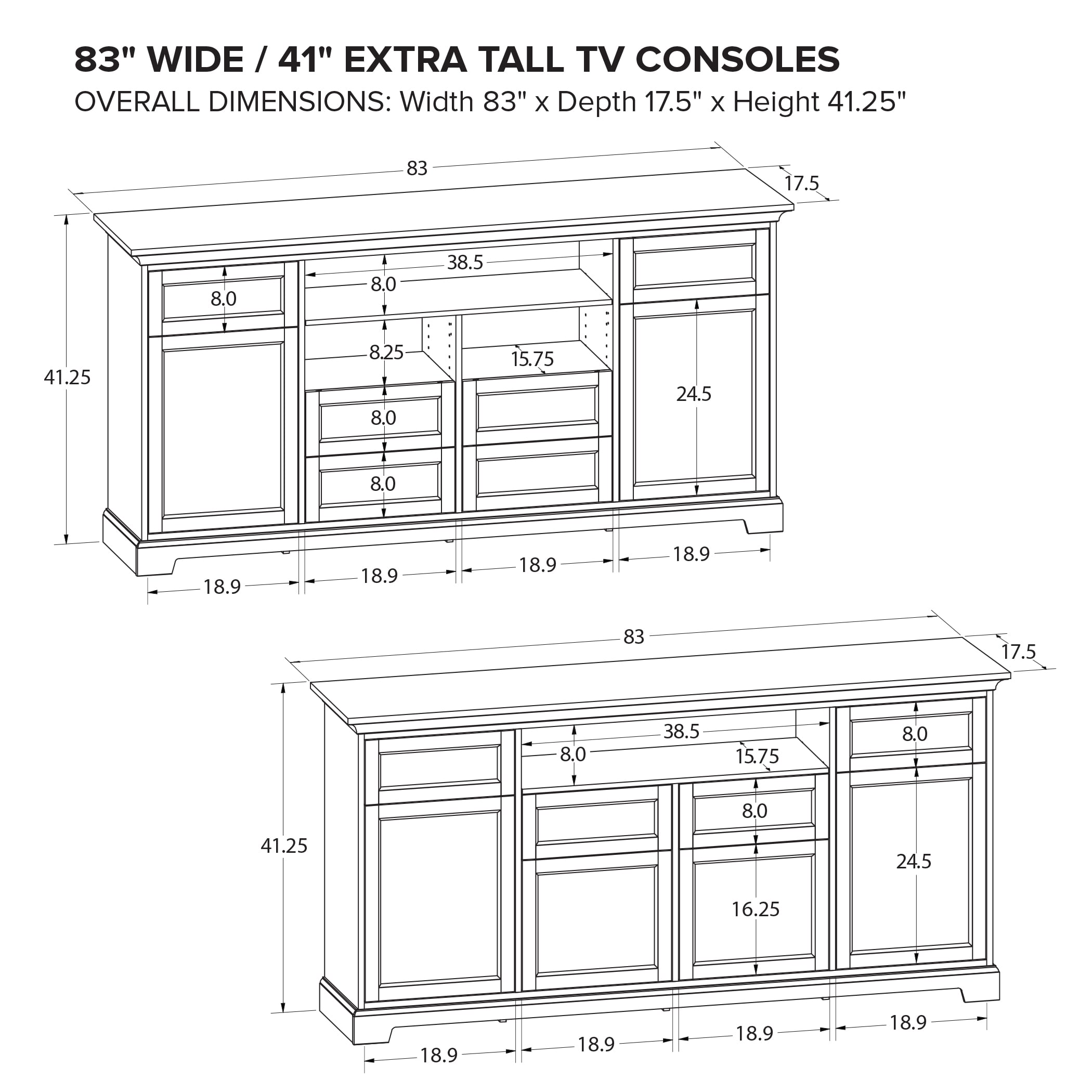 83" Custom Extra Tall TV Console