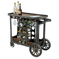 Industrial Wine and Beer Cart with Cast Iron Wheels