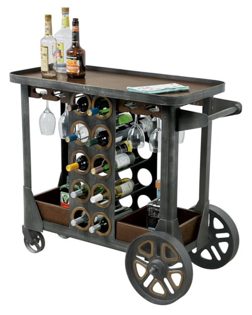 Industrial Wine and Beer Cart with Cast Iron Wheels