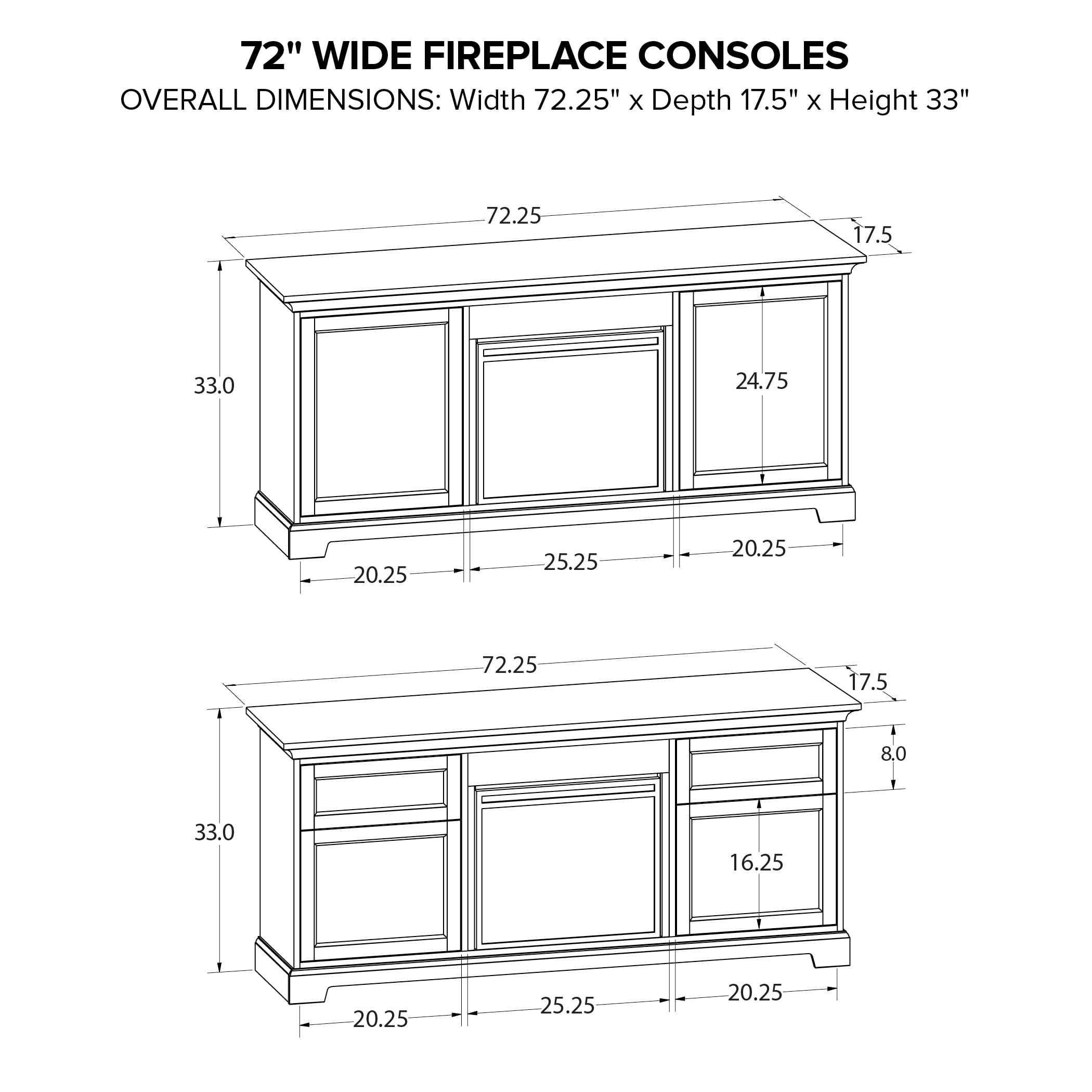 72" Fireplace TV Console