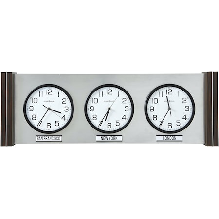 Sienna Wall Clock with Three Independent Clocks