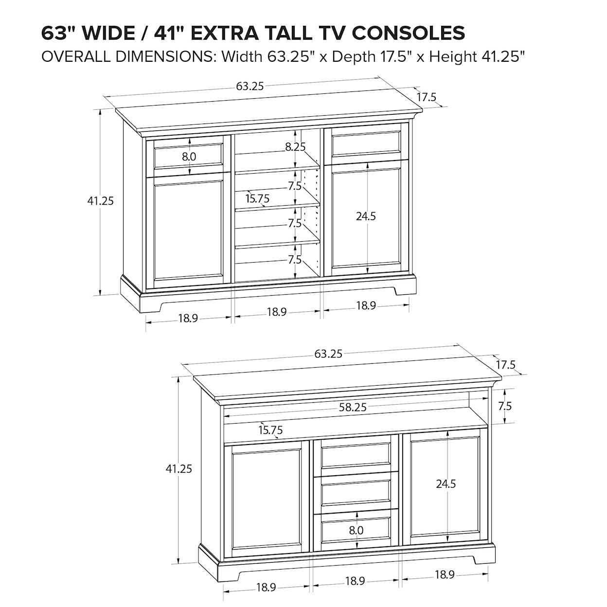 Howard Miller Custom Consoles 63" Wide Extra Tall TV Console