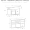 Howard Miller Howard Miller 63"Wide/41"Extra Tall Fireplace TV Console
