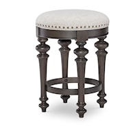 Transitional 24" Upholstered Swivel Stool with Nailheads