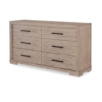 Contemporary 6-Drawer Dresser with Removable Jewelry Tray and Felt Covered Top Drawers