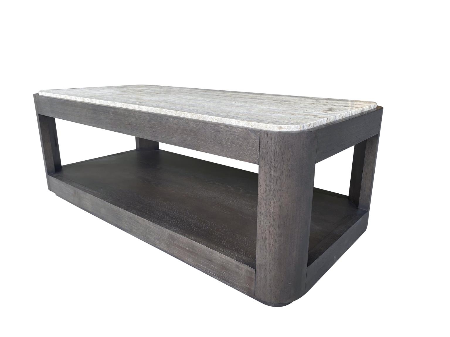 Stone-Top Cocktail Table w/Open Shelf