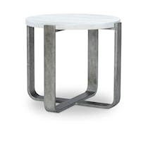 Contemporary Round Side Table with Metal Base