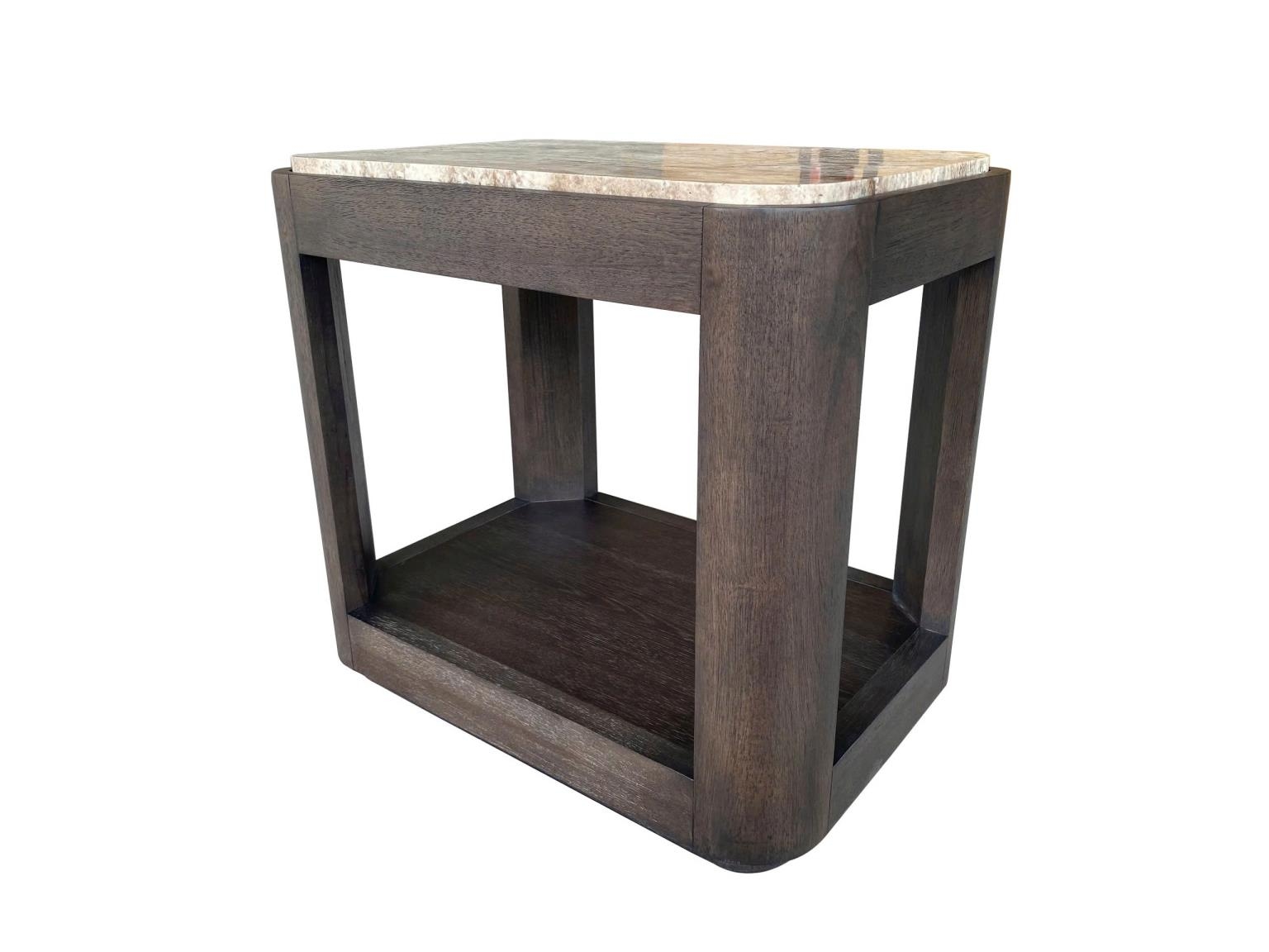 Stone-Top Chairside Table