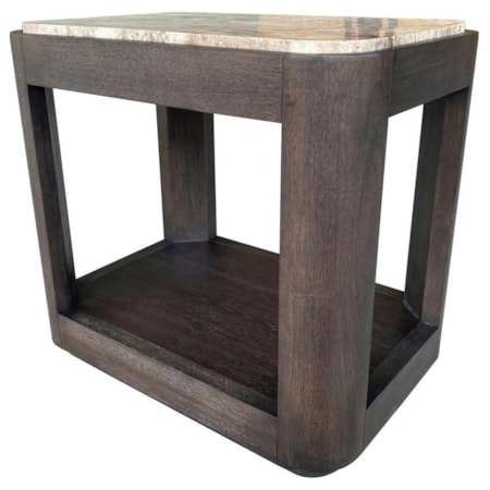 Stone-Top Chairside Table