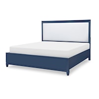 Contemporary Queen Panel Bed with Upholstered Headboard