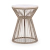 Legacy Classic Biscayne Round Rope End Table with Travertine Top