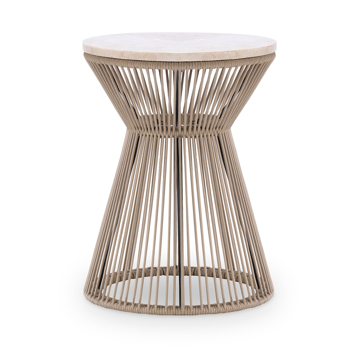 Legacy Classic Biscayne Round Rope End Table with Travertine Top