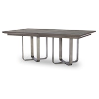 Contemporary Trestle Table with Dual 20" Leaves and Metal Base