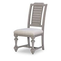 Farmhouse Louvered Upholstered Side Chair