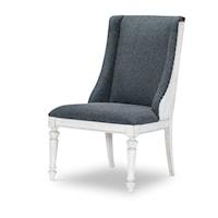 Rustic Farmhouse Upholstered Host Chair with Nailhead Trim