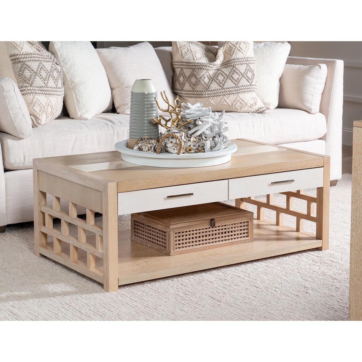 Legacy Classic Biscayne Cocktail Table with Travertine Insert