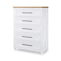 Modern Farmhouse 5-Drawer Bedroom Chest with Felt-Lined Top Drawers
