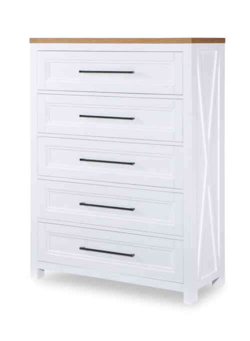 Farmhouse 5-Drawer Bedroom Chest with Felt-Lined Top Drawers