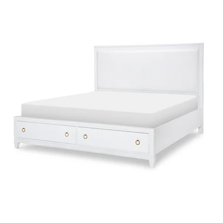 Contemporary Queen Storage Bed with Upholstered Headboard