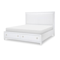 Contemporary Queen Storage Bed with Upholstered Headboard