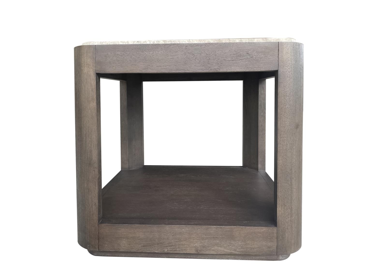 Rectangular Stone-Top End Table