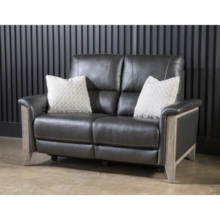 Hi Leg Leather Match Power Loveseat