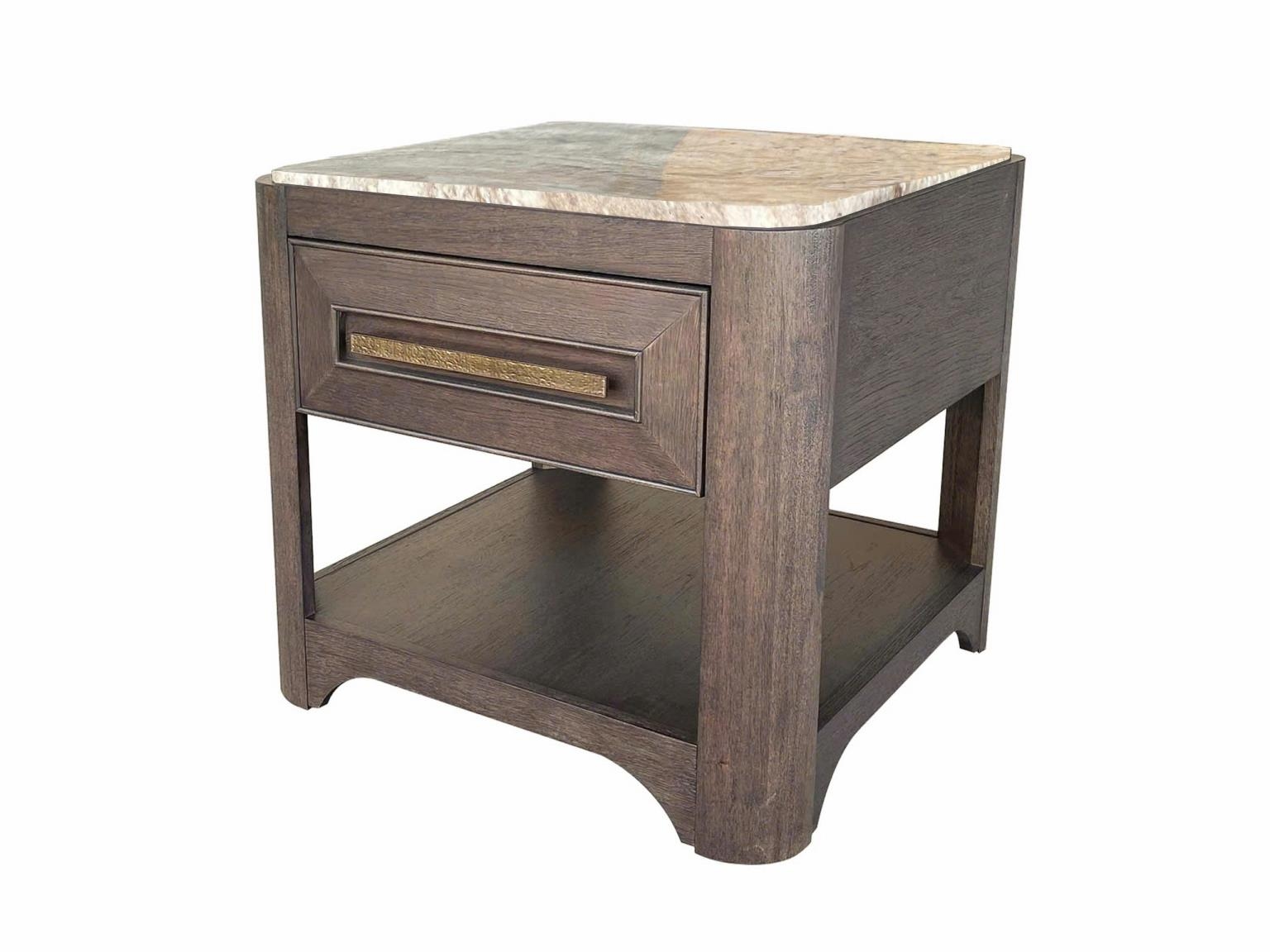 Stone-Top End Table w/Single Drawer