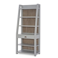 Contemporary 5-Shelf Bookcase with Drawer and Adjustable Shelves