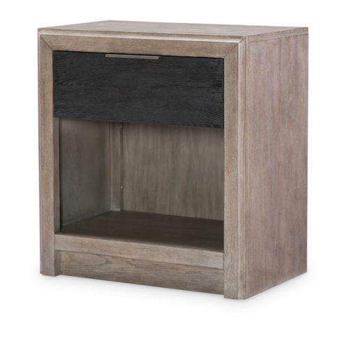 Rustic 1-Drawer Nightstand with USB Charging and Outlets