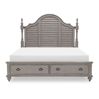 Farmhouse Louvered California King Poster Bed with Footboard Storage