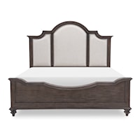 Farmhouse Upholstered California King Panel Bed with Nailheads