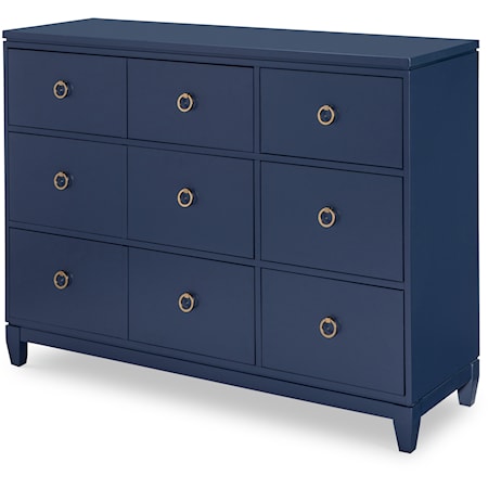 Summerland Dresser with Six Drawers in Inkwell Blue Painted Finish
