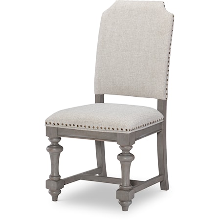 Transitional Upholstered Side Chair with Nailheads