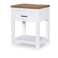 Rustic Farmhouse 1-Drawer Nightstand with USB Ports and Outlets