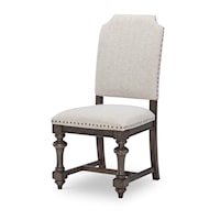 Transitional Upholstered Side Chair with Nailheads