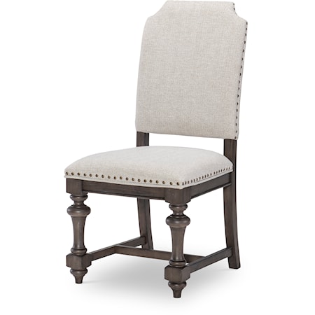 Transitional Upholstered Side Chair with Nailheads