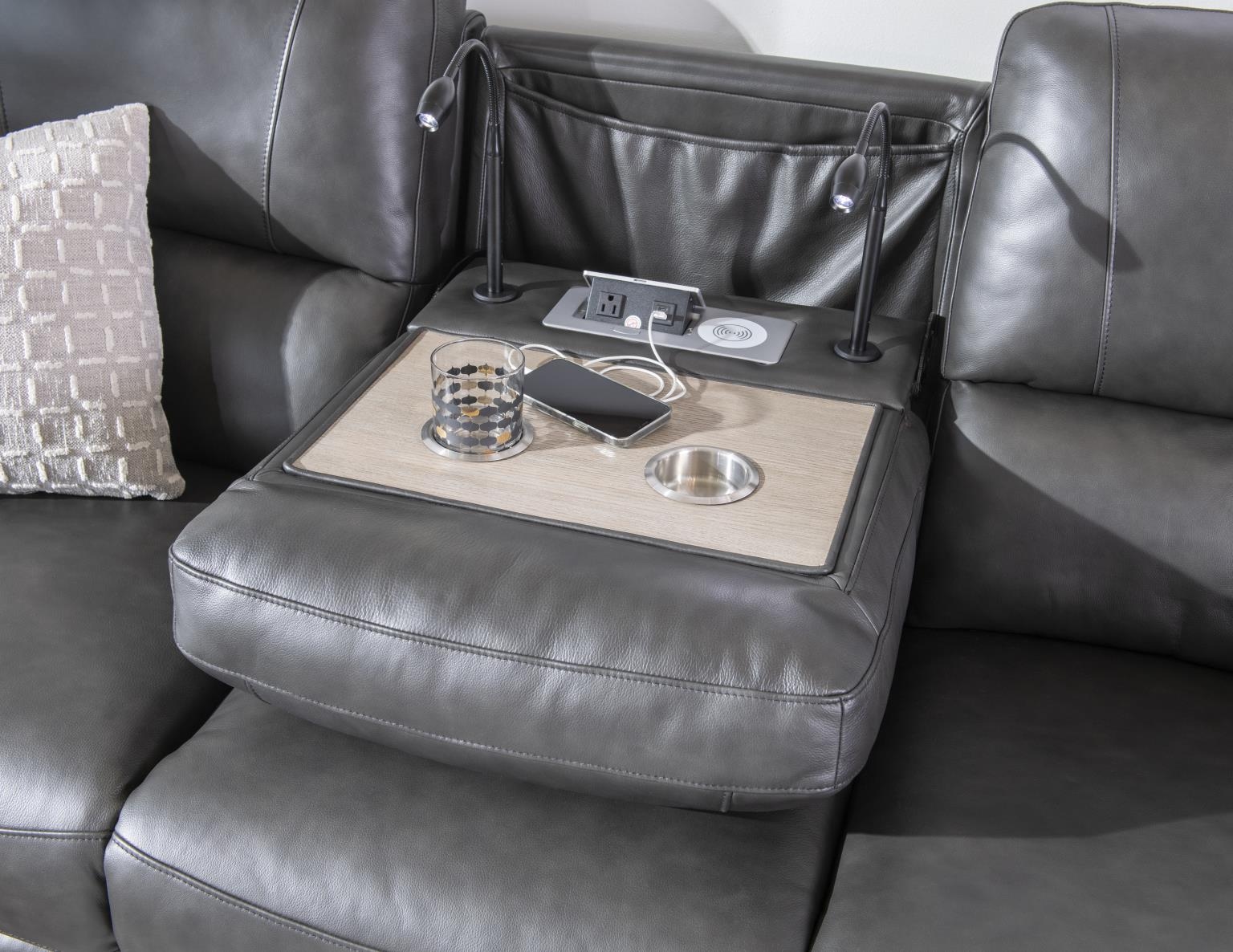 Hi Leg Leather Match Power Sofa