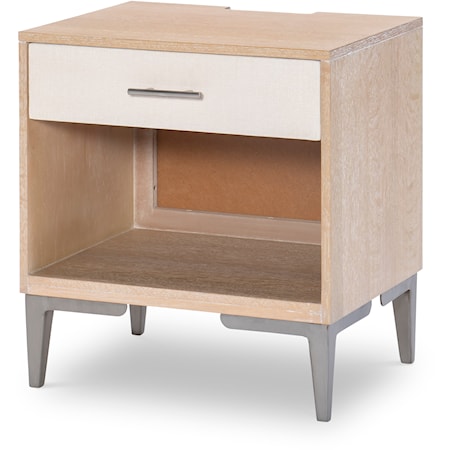 Coastal-Style Open Nightstand with Outlets and USB Ports