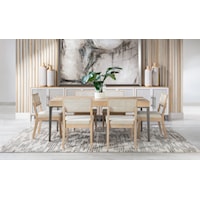 Contemporary 7-Piece Dining Set with Travertine Insert