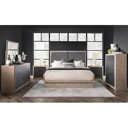 Rustic 5-Piece Upholstered Queen Bedroom Set