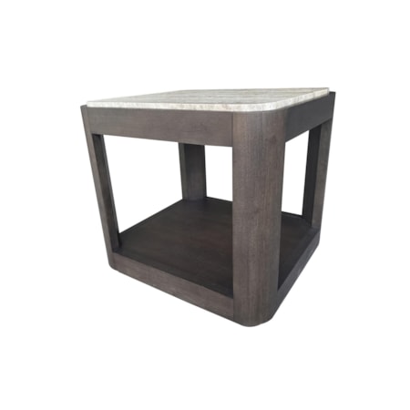 Rectangular Stone-Top End Table