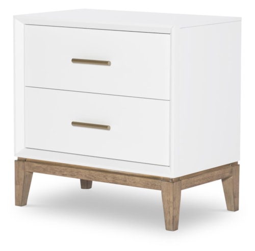 Contemporary 2-Drawer Nightstand with Metallic Accent Hardware