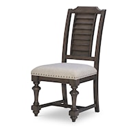 Farmhouse Louvered Upholstered Side Chair