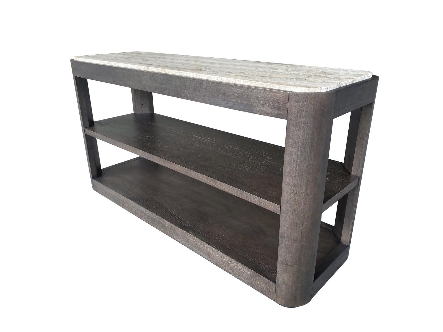 Stone-Top Sofa Table w/Open Shelf