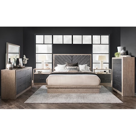 Rustic 5-Piece Upholstered California King Bedroom Set