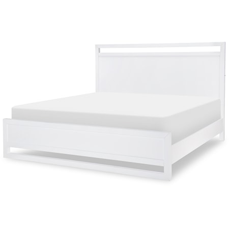 Contemporary King Panel Bed with LED Lighting