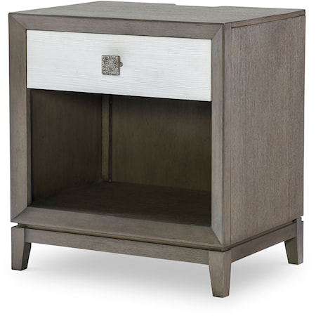 Contemporary 1-Drawer Open Nightstand with 2 USB Ports and Electrical Outlets