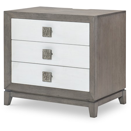 Contemporary 3-Drawer Nightstand with USB Ports and Electrical Outlets