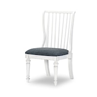 Rustic Farmhouse Slat Back Dining Chair with Upholstered Seat