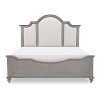Farmhouse Upholstered California King Panel Bed with Nailheads